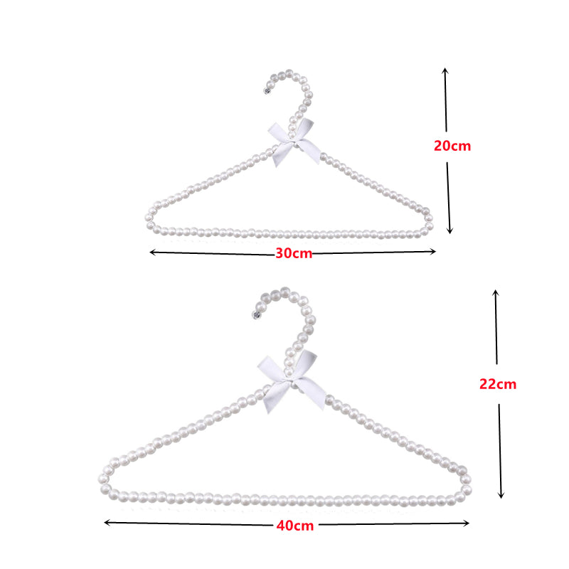 Plastic Pearl Beaded Bow Hangers for Kids' Clothes (2pcs)