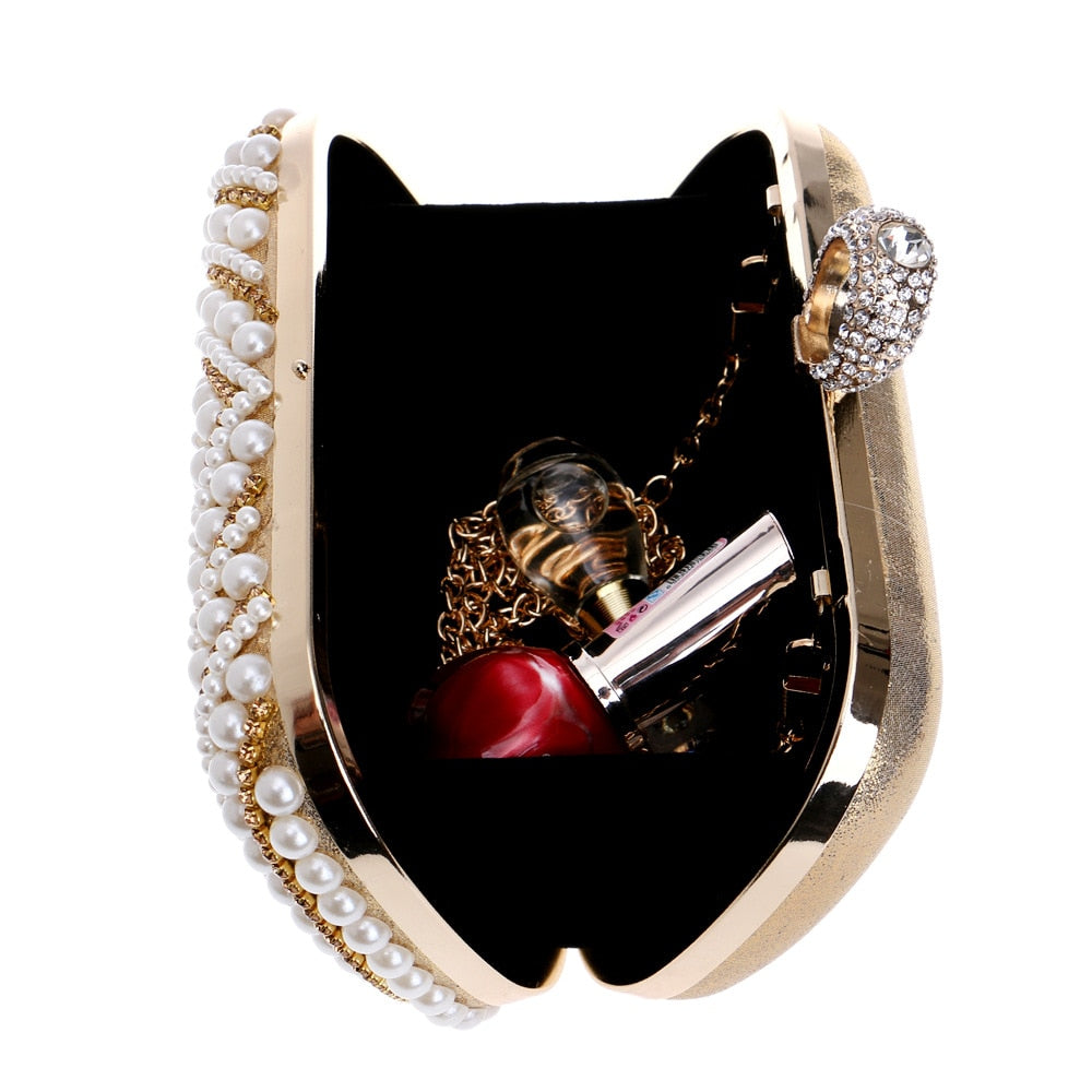 Diamonds Finger Ring Women's Shoulder Handbag Clutch
