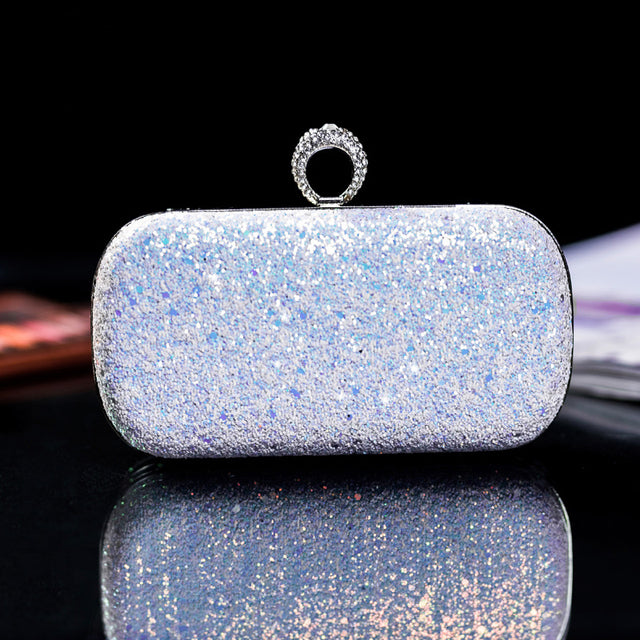 Pink Bling Sequins Evening Clutch Crossbody Handbag