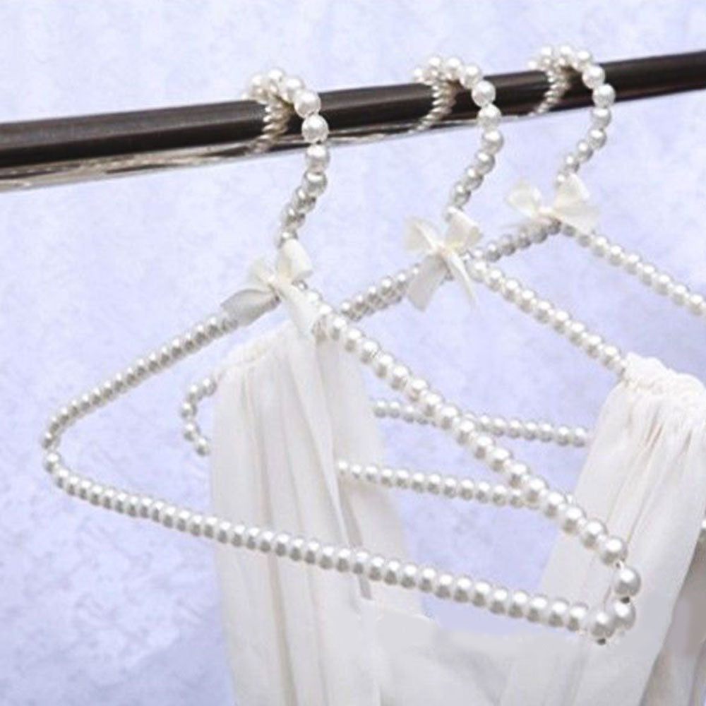 Plastic Pearl Beaded Bow Hangers for Kids' Clothes (2pcs)