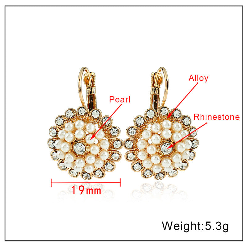 Bohemian Sunflower Pearl Earrings - Fresh and Stylish
