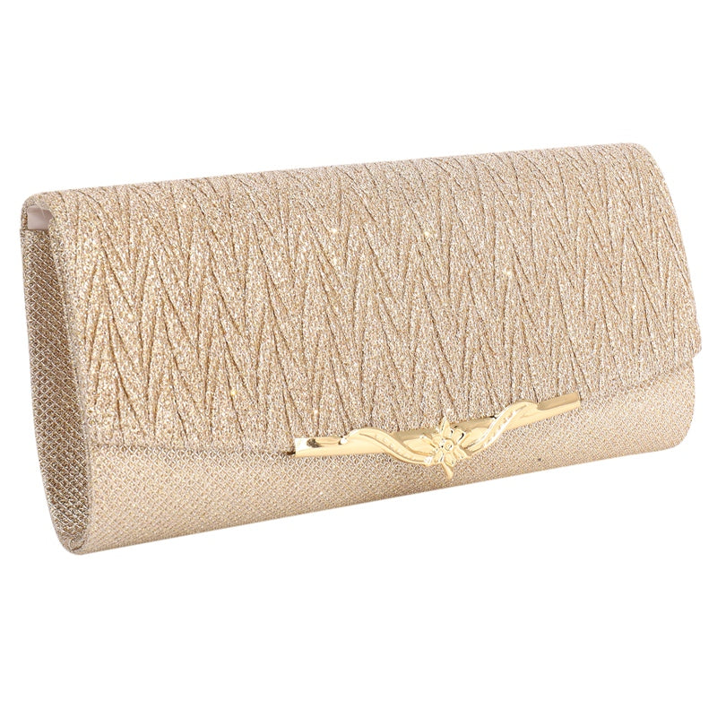 Women's Glitter Evening Party Clutch with Chain Strap