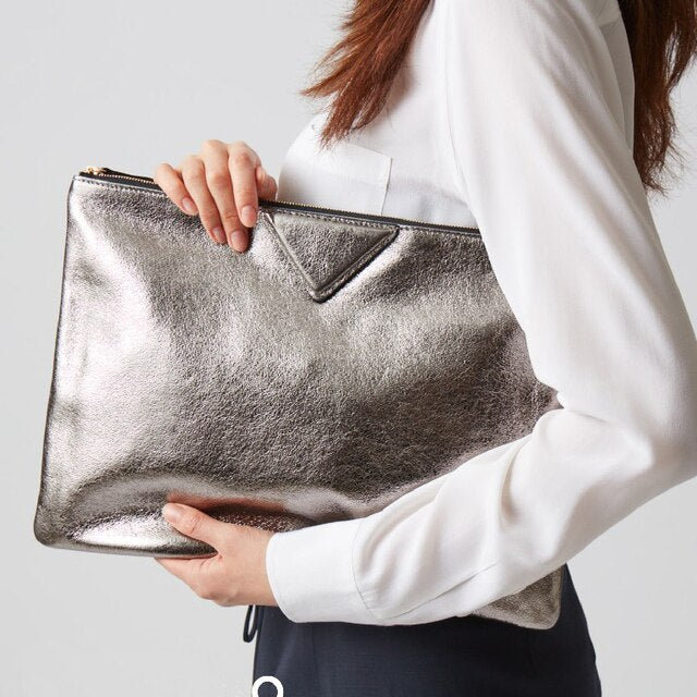 Oversized PU Leather Envelope Clutch for Women