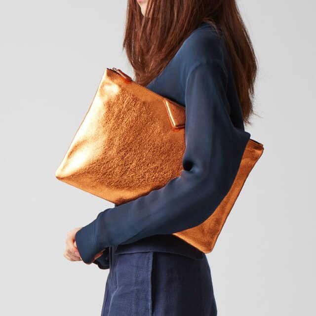 Oversized PU Leather Envelope Clutch for Women