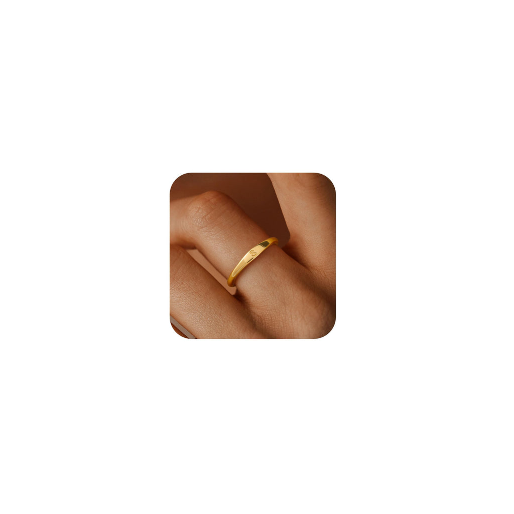 ZNBOH Gold Initial Rings for Women Non Tarnish 14K Gold Plated Stackable Letter Ring Dainty Pinky Wedding Bands Thumb Rings Thin Knuckle Stacking Cute Capital Letter Alphabet Jewelry Gifts Size 6-10