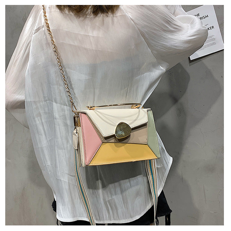 2019 Summer Women's Fashion Color Block Handbag