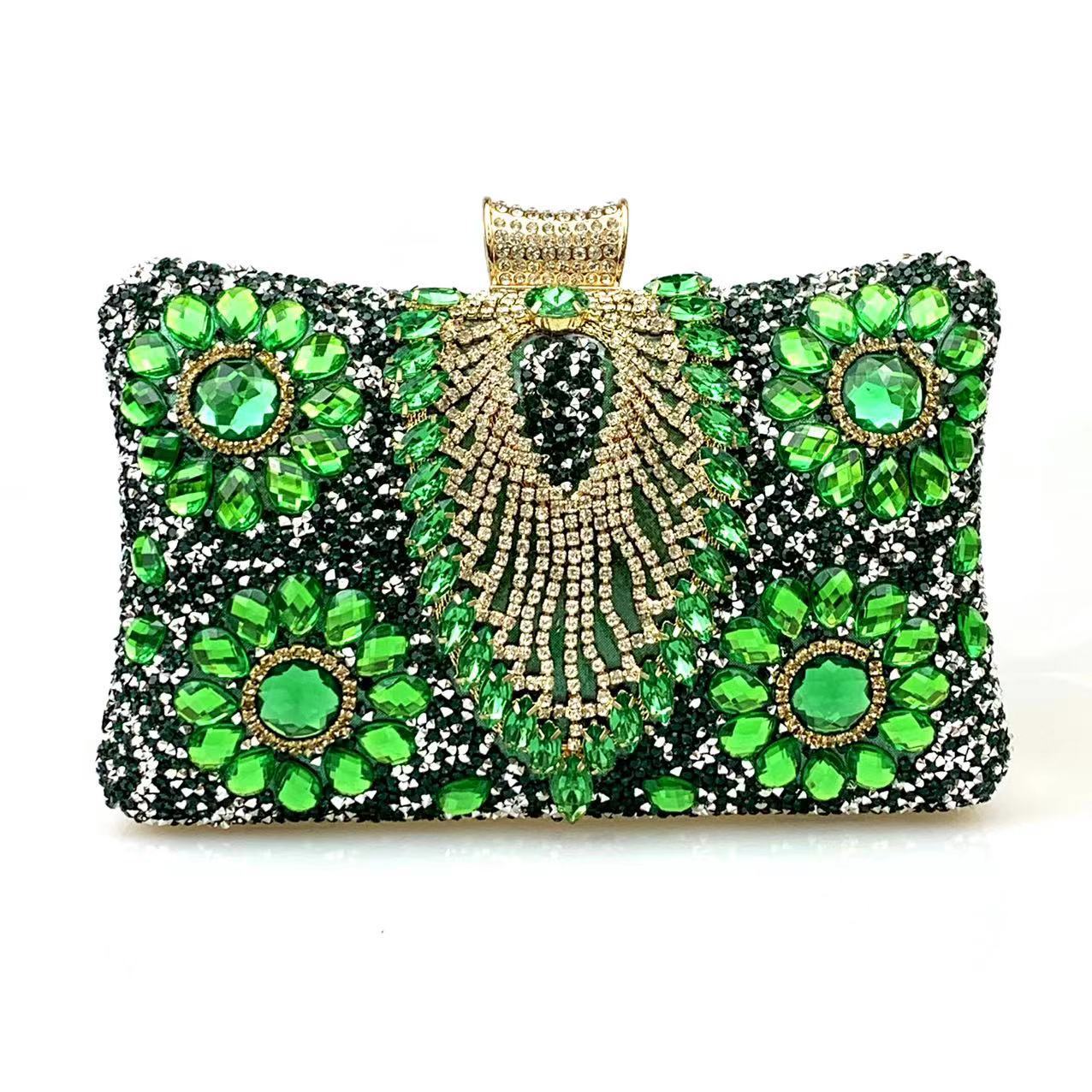 Multicolored Diamond Crystal Flower Evening Clutch Bag