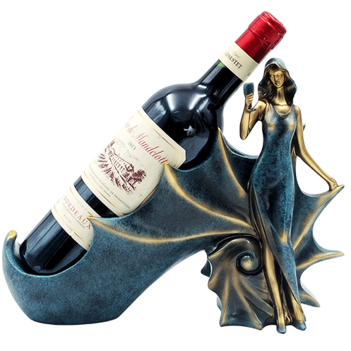Modern Minimalist Wine Rack with Dancer Figurine Decor
