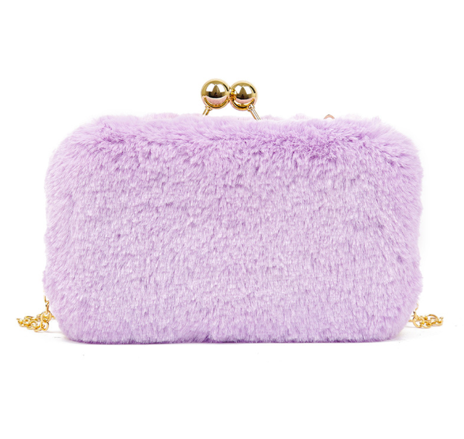 Evening Clutch, Handbag, Plush Chain Bag