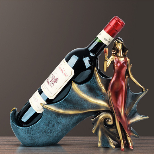 Modern Minimalist Wine Rack with Dancer Figurine Decor
