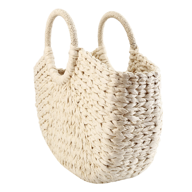 Women’s Woven Rattan Half Round Handbag for Travel