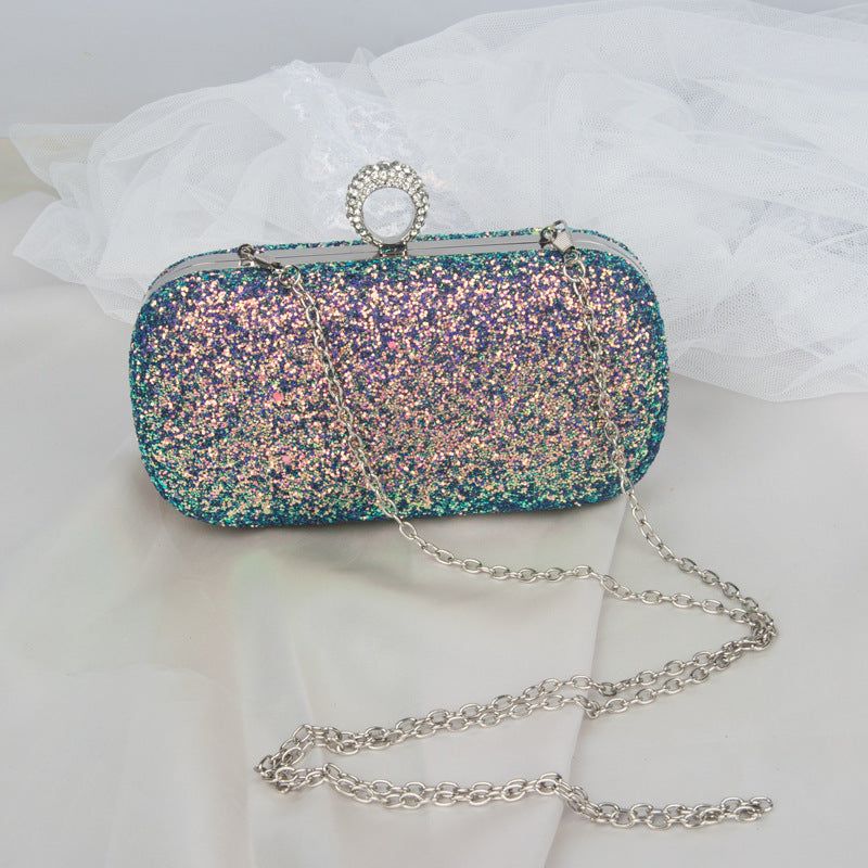 Pink Bling Sequins Evening Clutch Crossbody Handbag