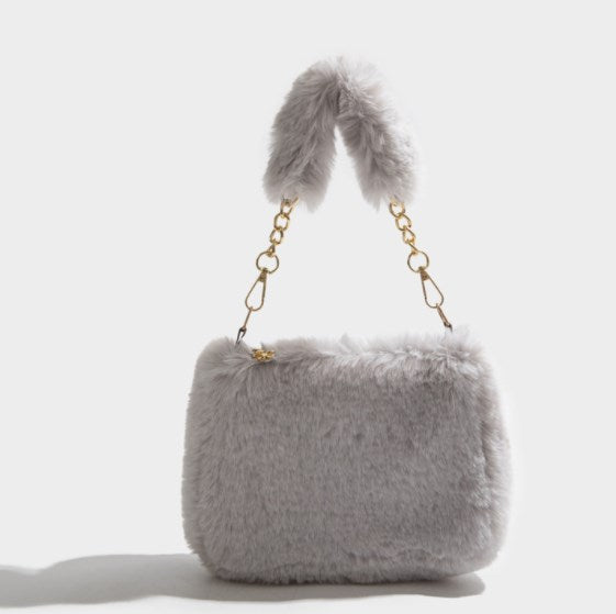 Evening Clutch, Handbag, Plush Chain Bag