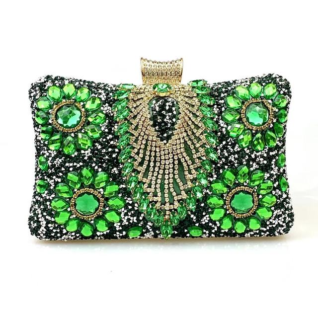 Multicolored Diamond Crystal Flower Evening Clutch Bag