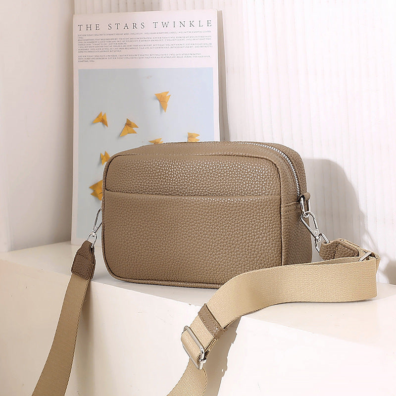 Solid Color Women's Messenger Bag with Wide Strap