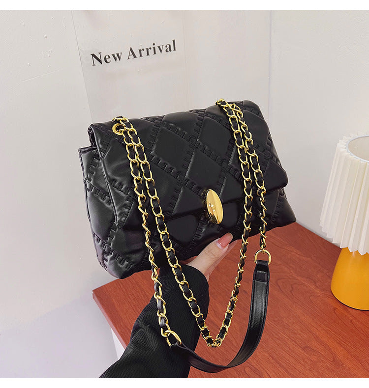Solid Color Rhombus Chain Shoulder Crossbody Bag for Women