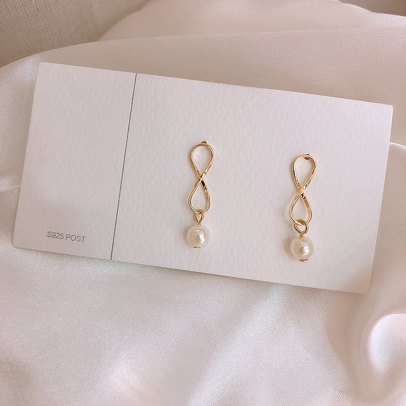 925 Silver Minimalist Pearl Geometric Earrings