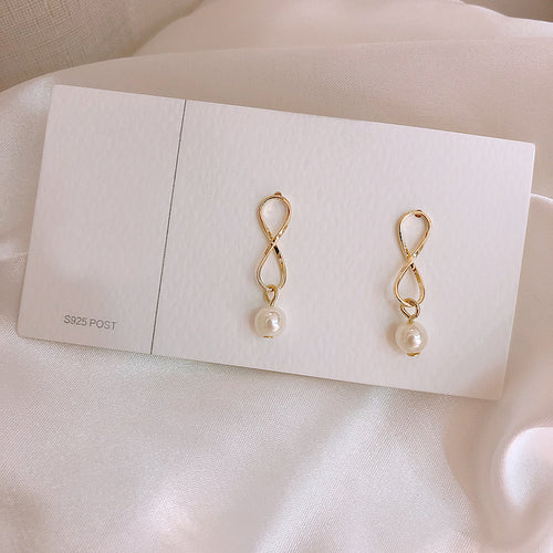 925 Silver Minimalist Pearl Geometric Earrings