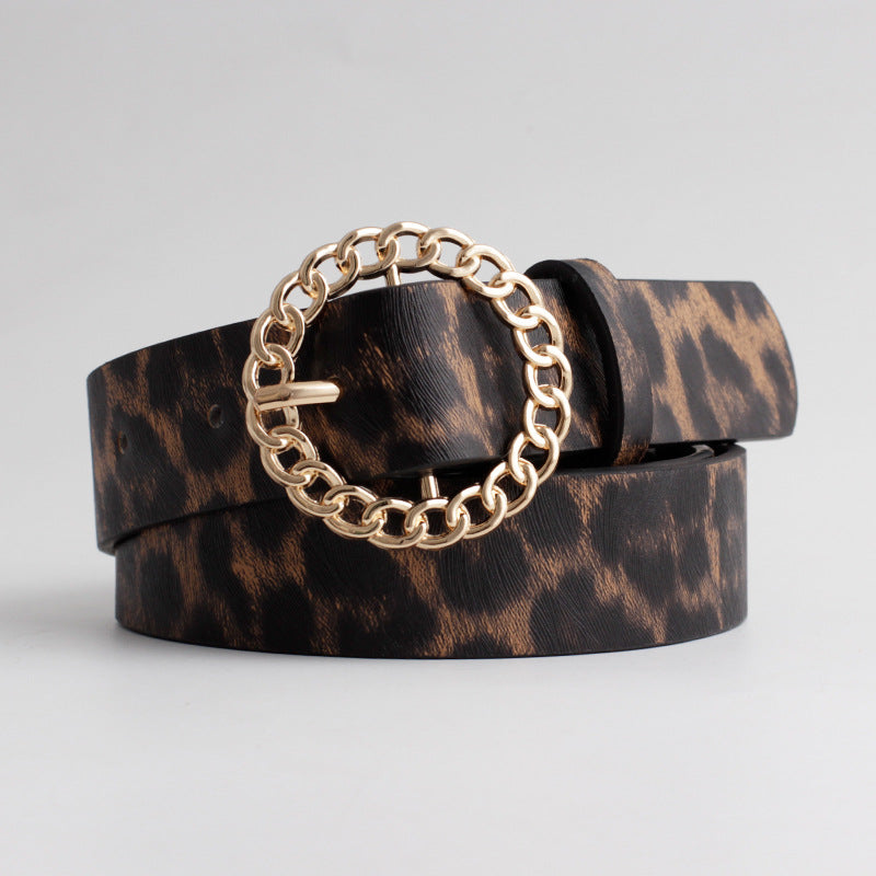 Women's Fashionable Round Buckle Belt for Dresses