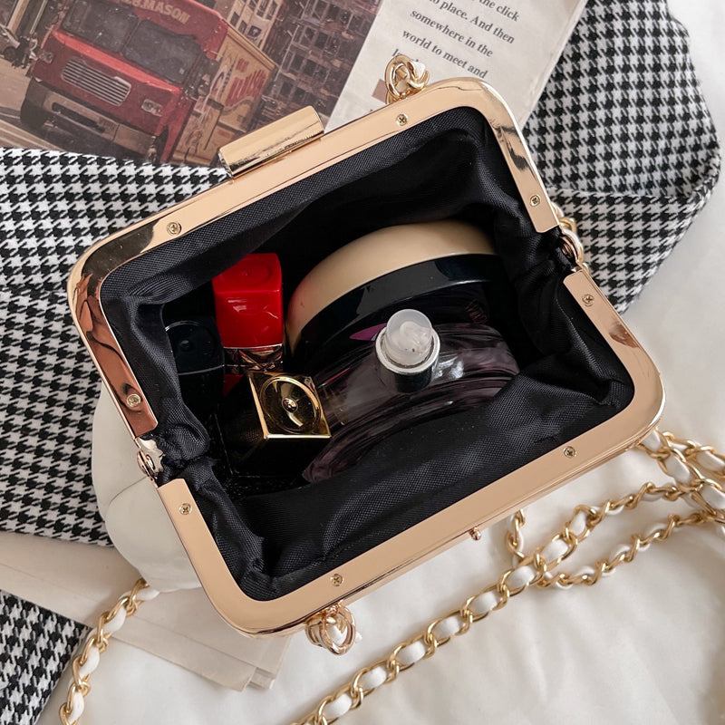 Stylish Pearl Clip Evening Clutch and Crossbody Bag