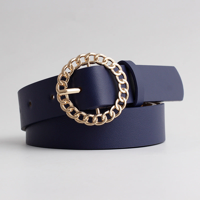 Women's Fashionable Round Buckle Belt for Dresses