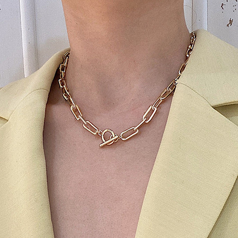 Metal Round Ball Necklace for Women - Simple Chunky Chain