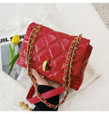 Solid Color Rhombus Chain Shoulder Crossbody Bag for Women
