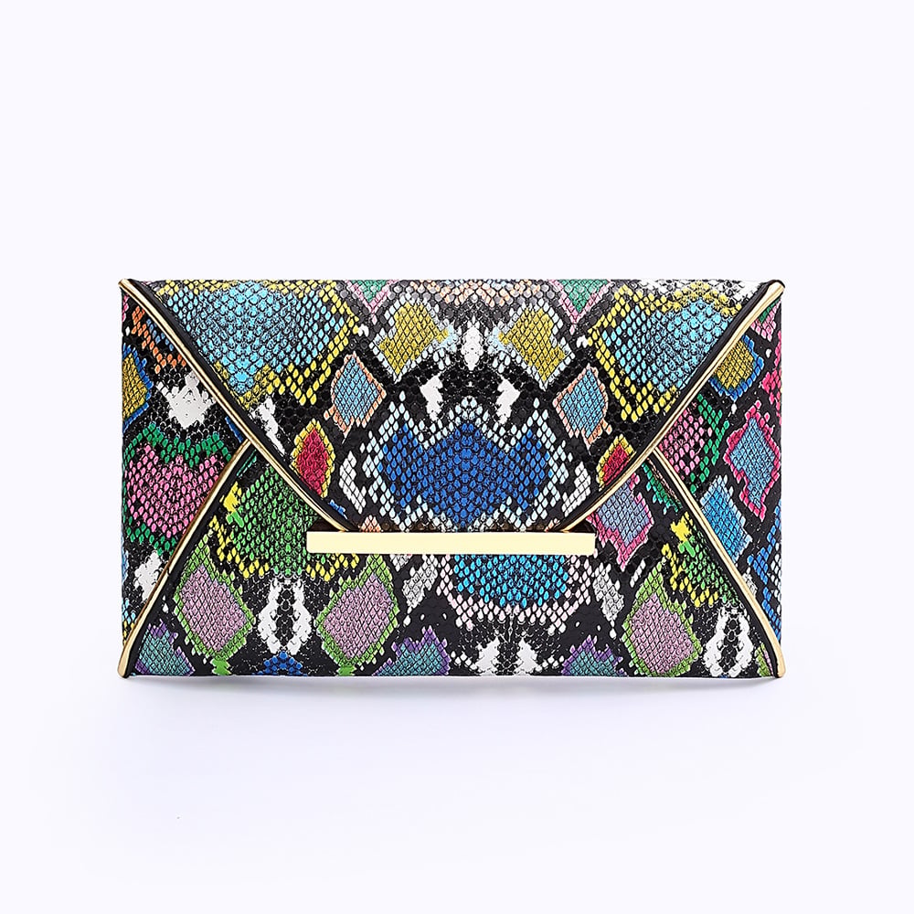 Snake Print Clutch Bag