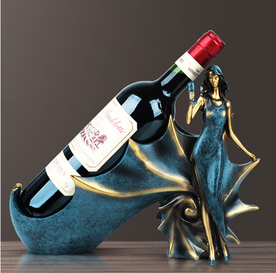 Modern Minimalist Wine Rack with Dancer Figurine Decor
