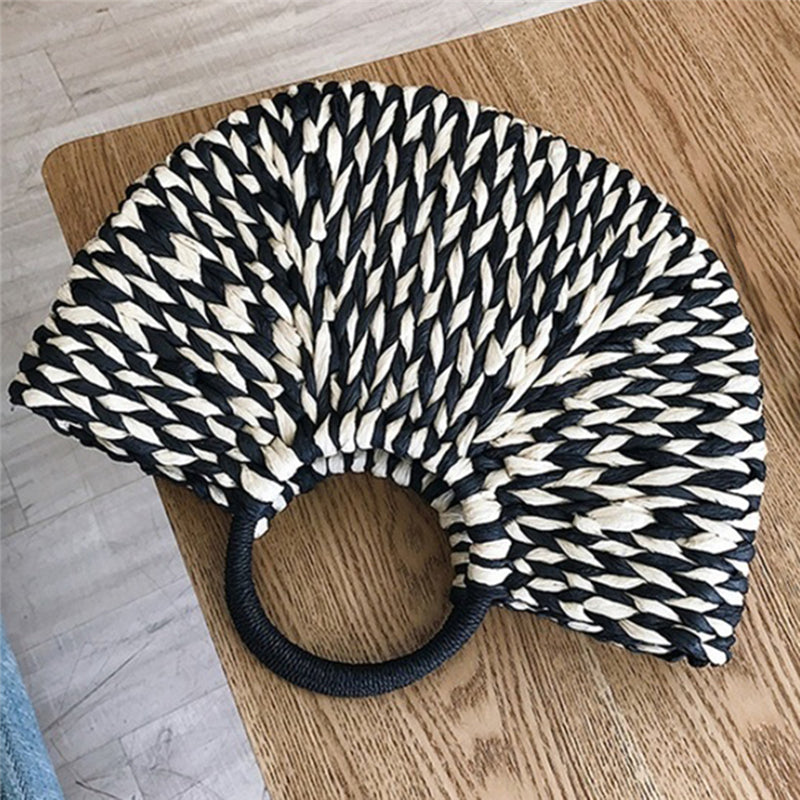 Women’s Woven Rattan Half Round Handbag for Travel