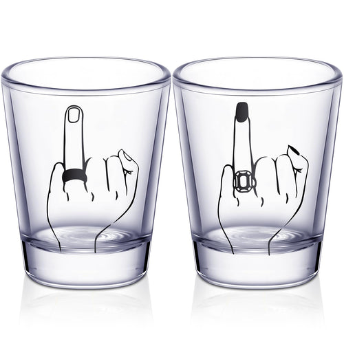 Bride and Groom Glasses 2 Pieces Ring Finger Wedding Wine Glasses Funny Bride Wine Glass 2 oz Wine Glasses Mr and Mrs Engagement Gifts Stemless Wine Glass for Newlyweds Couples (1.93 Inch Cool)