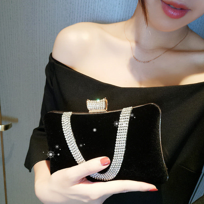 2020 Velvet Clutch Evening Bag with Rhinestones
