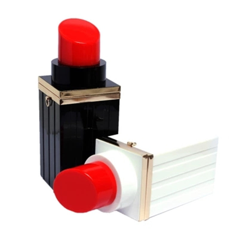 Acrylic Lipstick Handbag - Evening Clutch for Women