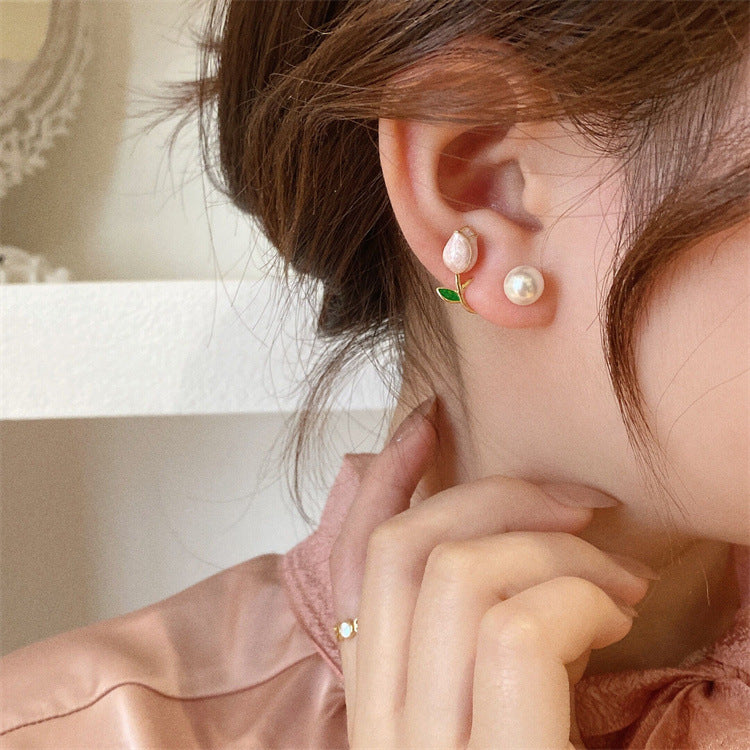 Korean Tulip Pearl 2022 Fashionable Earrings
