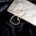 Cute Peach Heart Pearl Pierced Earrings