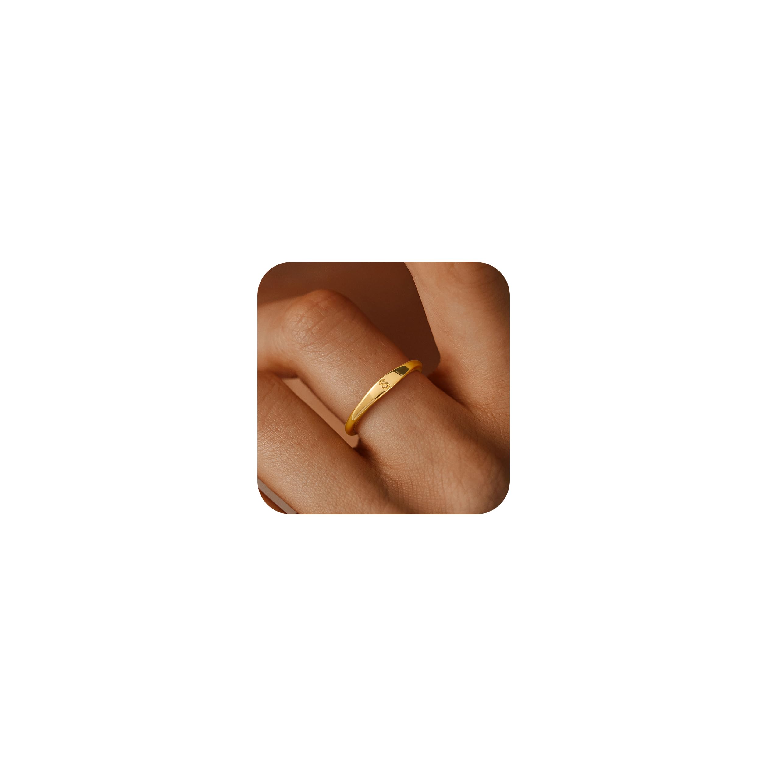 ZNBOH Gold Initial Rings for Women Non Tarnish 14K Gold Plated Stackable Letter Ring Dainty Pinky Wedding Bands Thumb Rings Thin Knuckle Stacking Cute Capital Letter Alphabet Jewelry Gifts Size 6-10