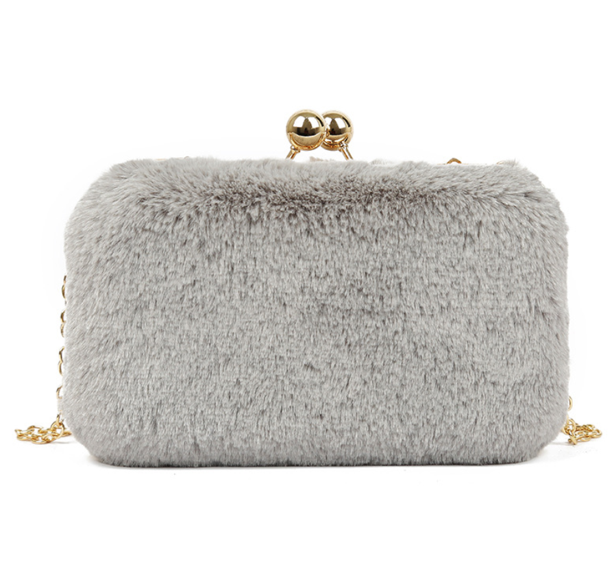 Evening Clutch, Handbag, Plush Chain Bag