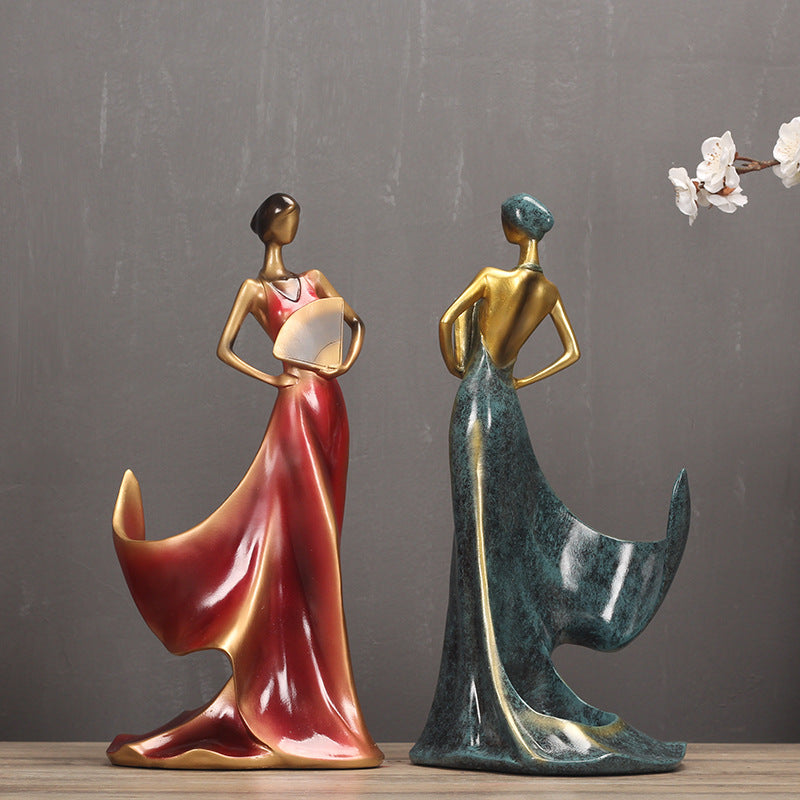 Modern Minimalist Wine Rack with Dancer Figurine Decor