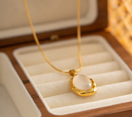 Opal Oval Pendant Necklace