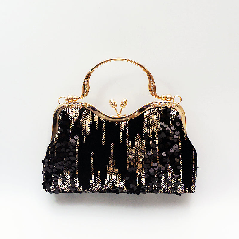Velvet Clutch Evening Handbags with Sequin Design