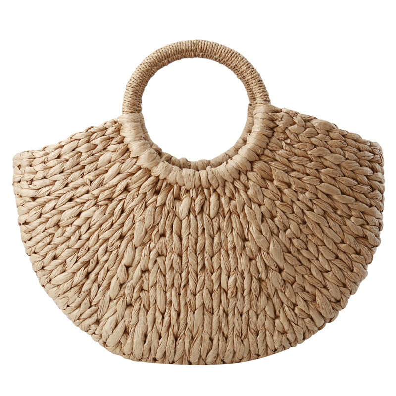 Women’s Woven Rattan Half Round Handbag for Travel
