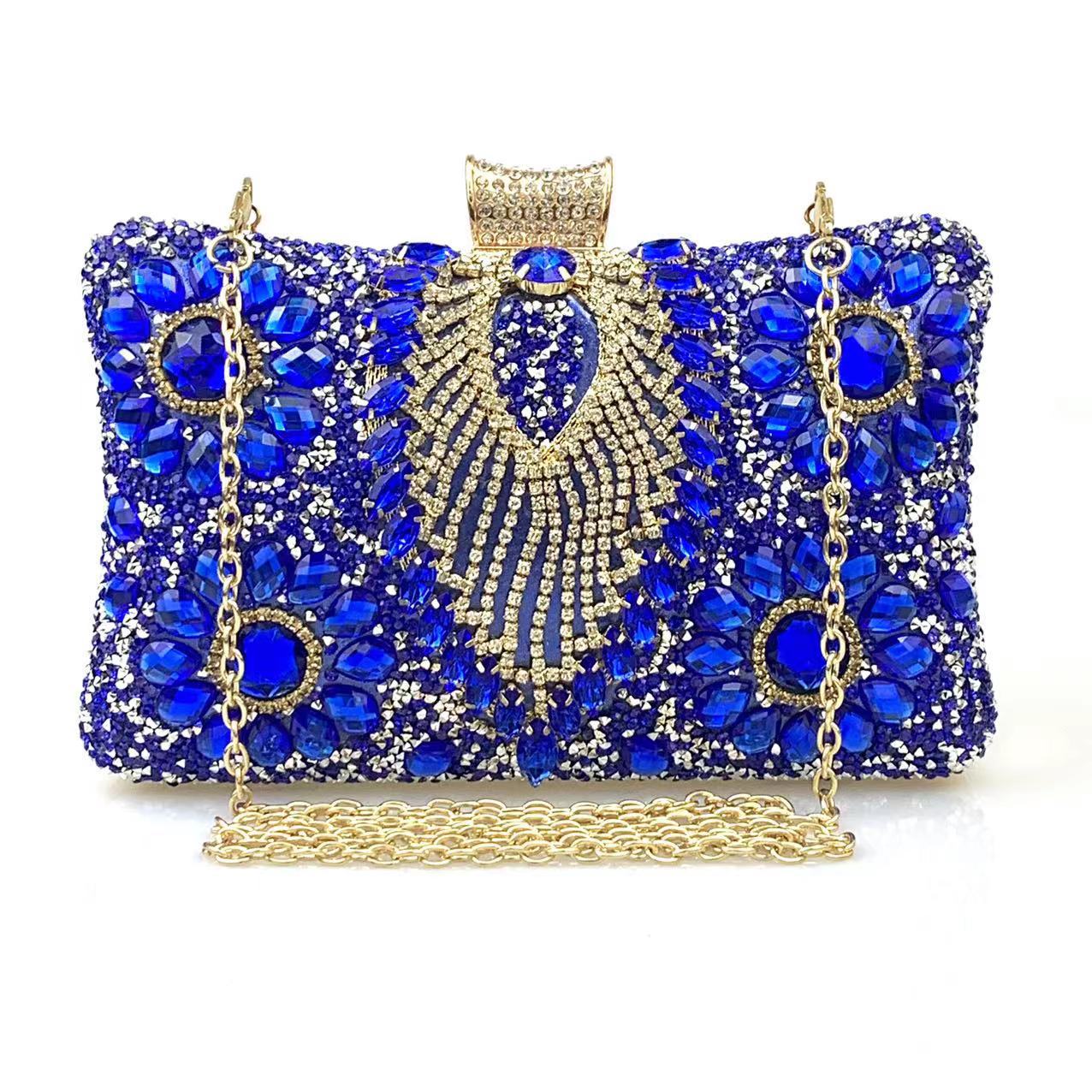 Multicolored Diamond Crystal Flower Evening Clutch Bag
